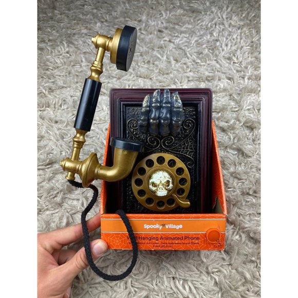 Skeleton Halloween Animated Wall Hanging Phone (Spooky Village) - Picture 6 of 6